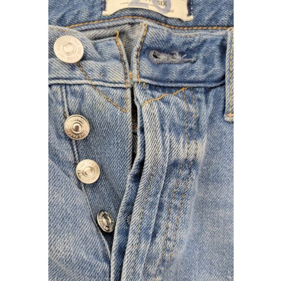 Free People Jean Shorts Women’s Size 26 Button Fly Raw Hem Punk Biker Rock - Picture 4 of 7